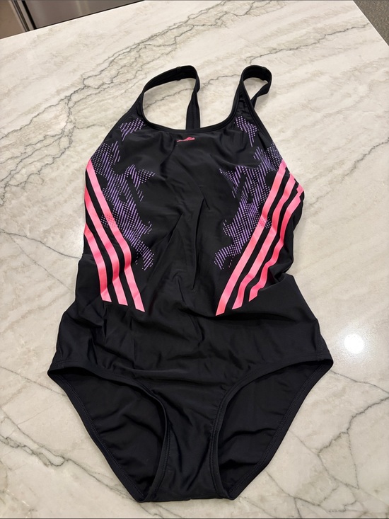 Adidas Other - adidas Black One-Piece Swimsuit with Pink and Purple Accents SZ 8/ S